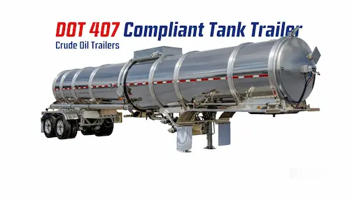 Image of a DOT 407/ MC 307 Crude Oil Tank Trailer with white background